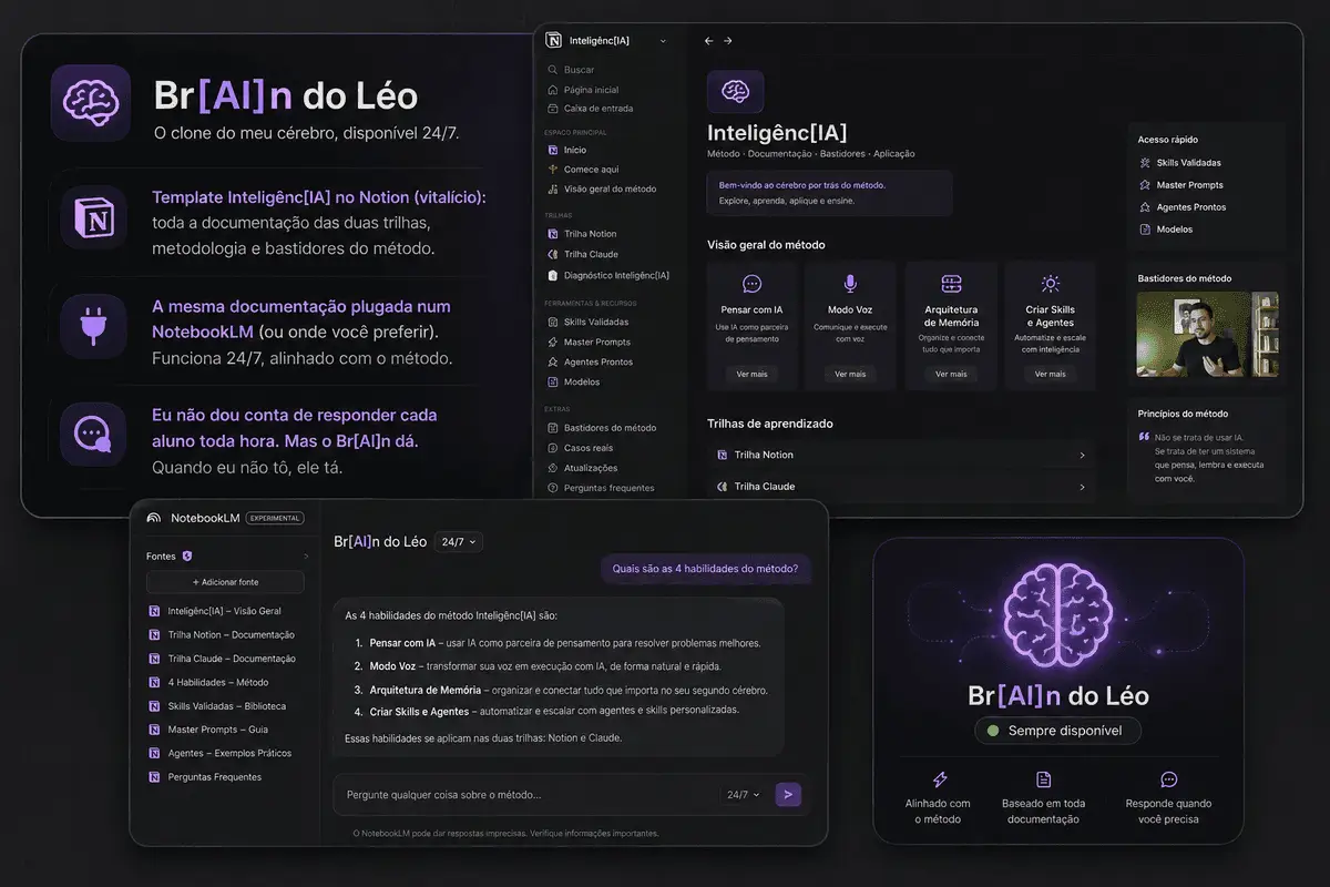 Br[AI]n do Léo · clone do cérebro do mentor disponível 24/7