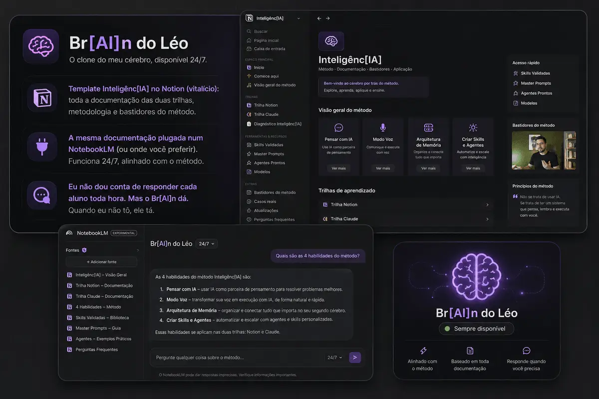 Br[AI]n do Léo · clone do cérebro do mentor disponível 24/7